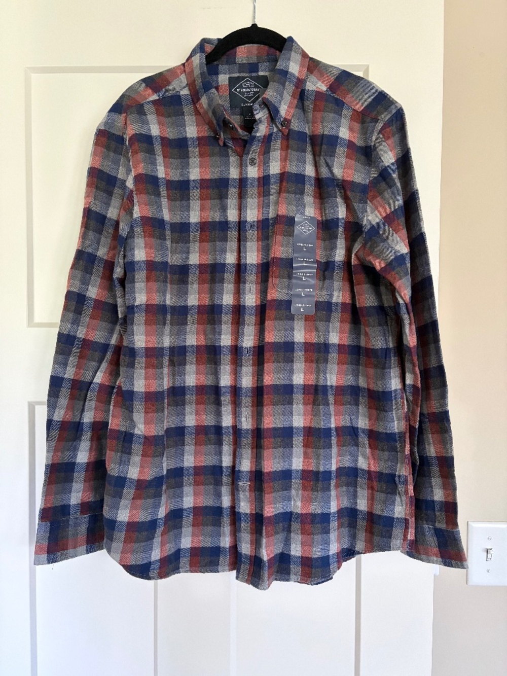 NWT St John’s Bay Men’s Flannel Shirt Large Super Soft Long Sleeve Button Down